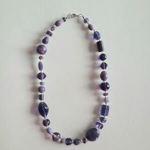 Purple And Lavender Glass Beaded Necklace